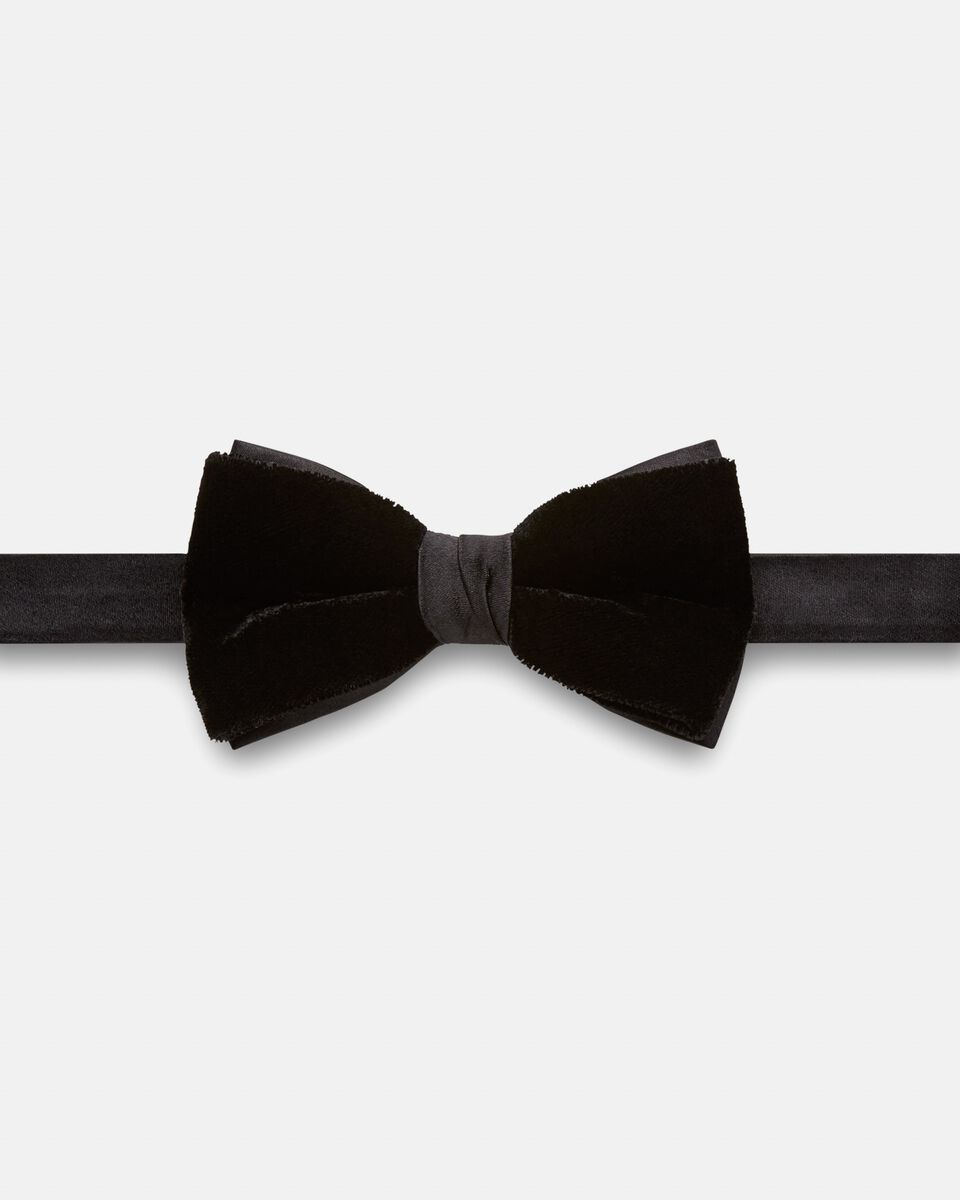 Velvet & Silk Bow Tie, Black, hi-res